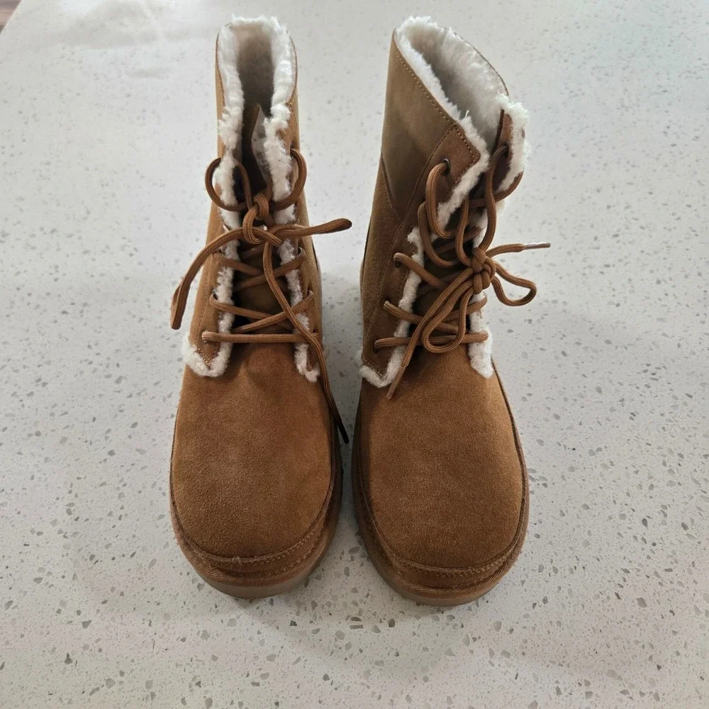 Koolaburra by UGG Boots Womens 9 Victoria Lace Up Suede Winter Boots Chestnut